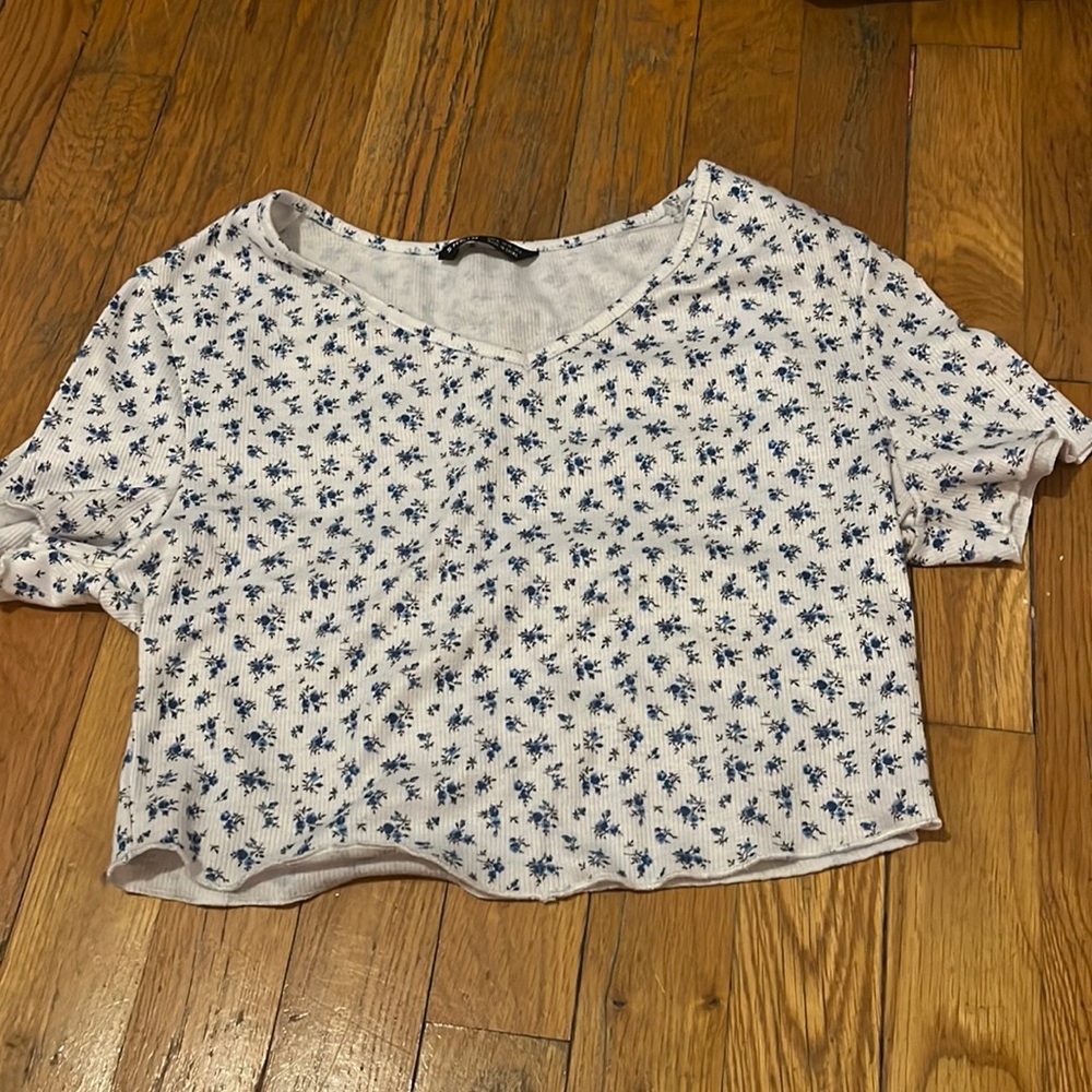 Blue Flower Shein Crop Top